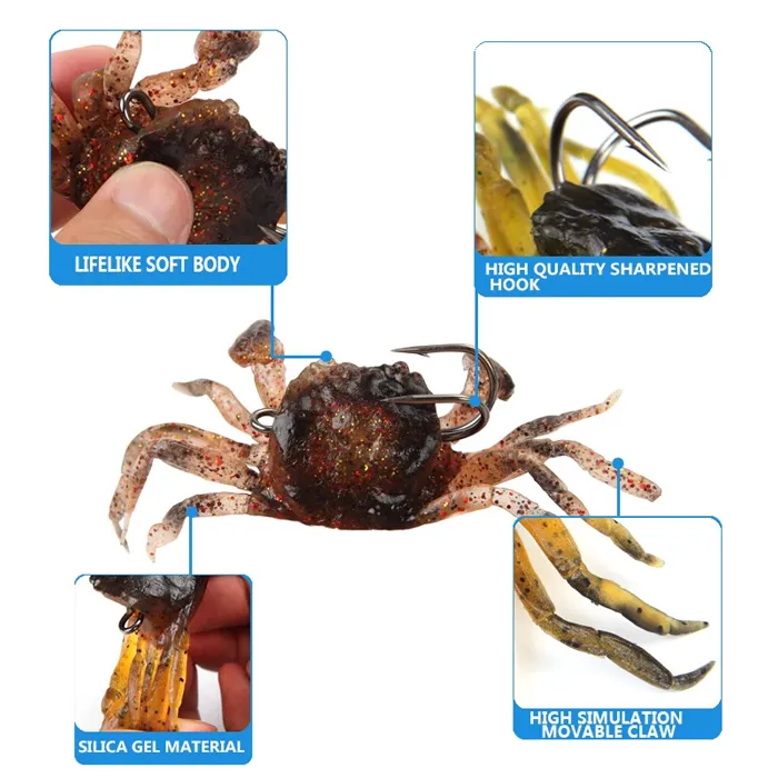 Τεχνητό δόλωμα καβούρι FISH-0033, με αγκίστρι, 8cm