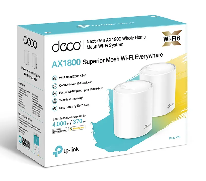 TP-LINK Mesh WiFi 6 access point Deco X20, AX1800 Dual Band, 2τμχ, V.2.0