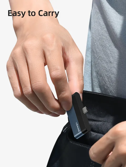 USAMS USB hub US-SJ491 με card reader, 2x θυρών, 5Gbps, 60W, USB-C, γκρι