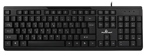 POWERTECH πληκτρολόγιο PT-1069, ενσύρματο, multimedia, EN/GR, μαύρο