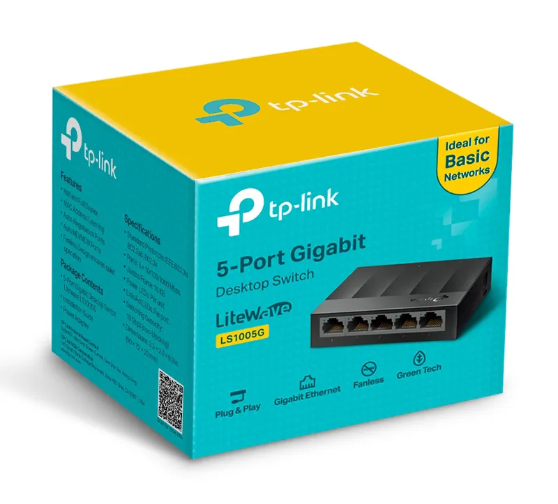 TP-LINK desktop switch LiteWave LS1005G, 5-port 10/100/1000Mbps, Ver 5.40
