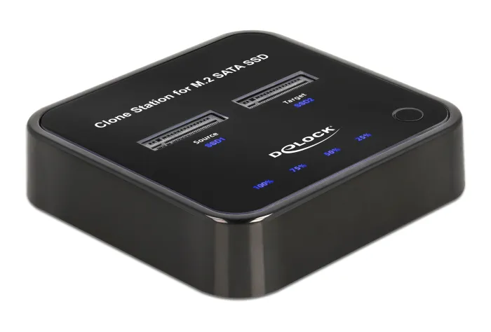 DELOCK docking station για M.2 SATA SSD 64178, 2 θέσεων, 6Gbps, clone function, μαύρο