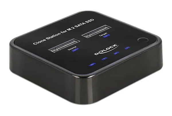 DELOCK docking station για M.2 SATA SSD 64178, 2 θέσεων, 6Gbps, clone function, μαύρο