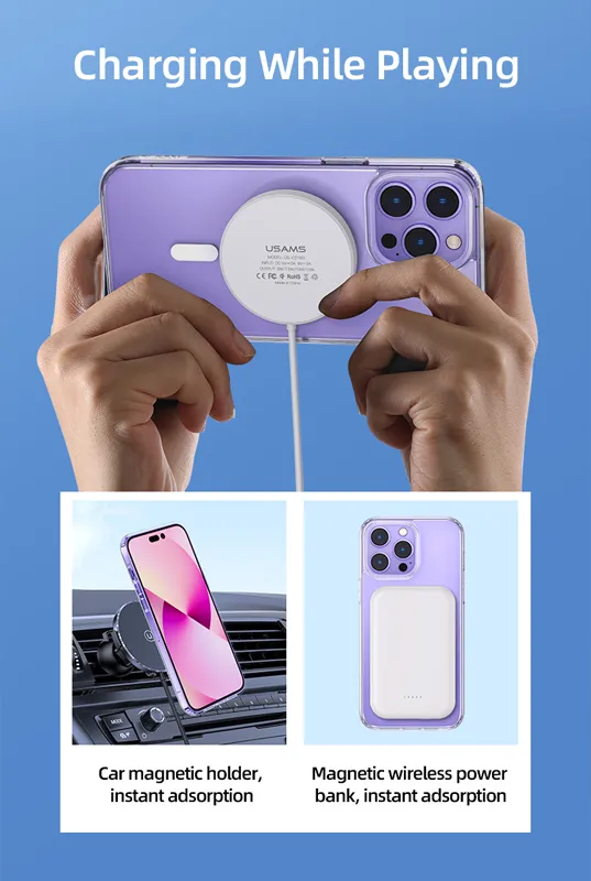 USAMS θήκη Ice Magnet για iPhone 14 Plus, με μαγνήτες, διάφανη