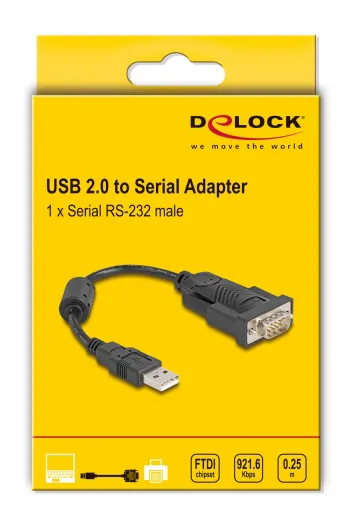DELOCK αντάπορας USB σε RS-232 61549, 921.6Kbps, 0.25m, μαύρος
