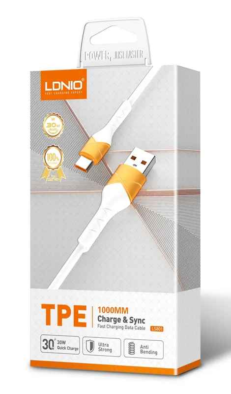 LDNIO καλώδιο Lightning σε USB LS801, 30W, 1m, λευκό