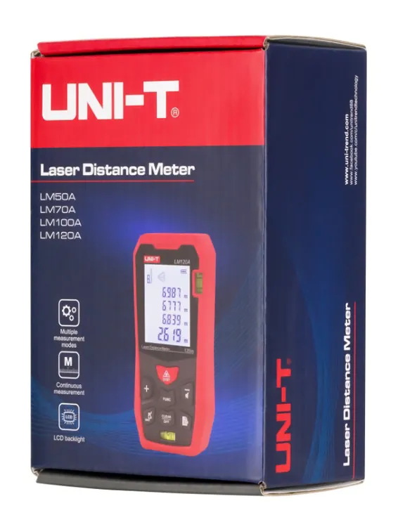 UNI-T laser μετρητής απόστασης LM50A, m/ft/in, 50m
