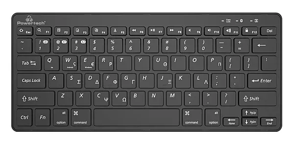 POWERTECH ασύρματο πληκτρολόγιο PT-1153, 2.4GHz & Bluetooth, μαύρο