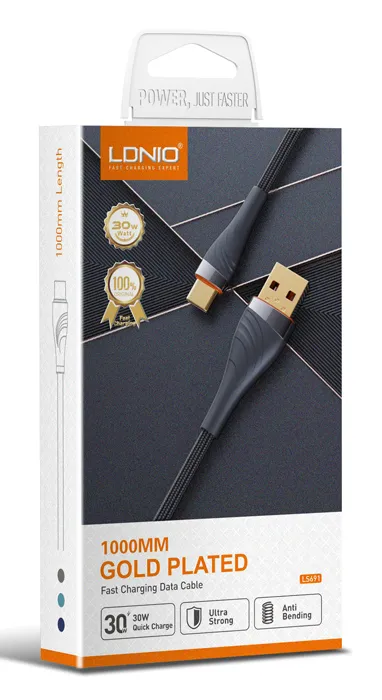 LDNIO καλώδιο Lightning σε USB LS691, 30W, 1m, γκρι