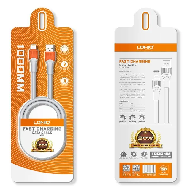 LDNIO καλώδιο Lightning σε USB LS601, 30W, 1m, γκρι