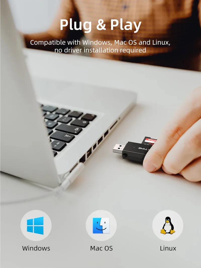 CABLETIME card reader CT-ASD3-PB για SD & micro SD, USB, 5Gbps, μαύρο