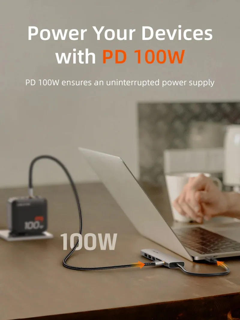 CABLETIME docking station CT-HBP2-AG7, 7 θυρών, USB-C, 4K, 100W, γκρι