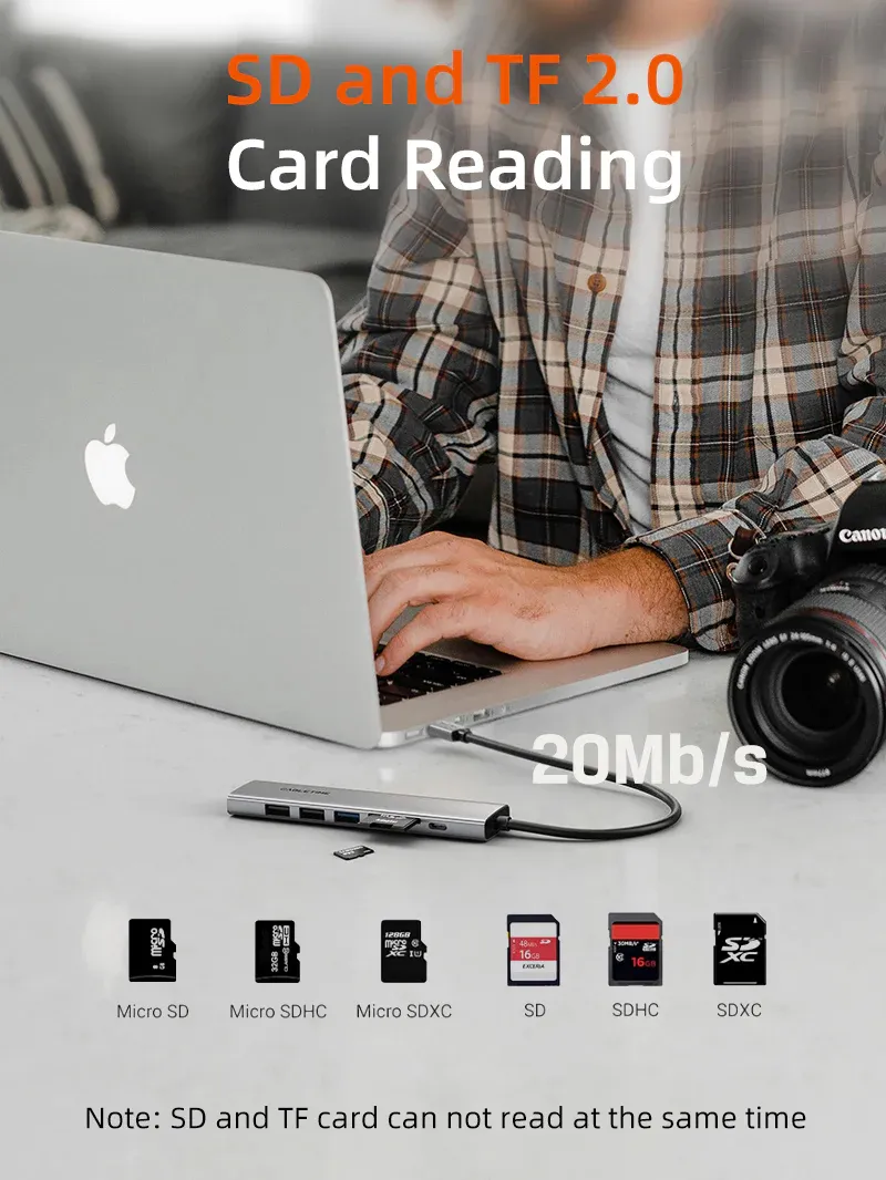 CABLETIME docking station CT-HBP2-AG7, 7 θυρών, USB-C, 4K, 100W, γκρι