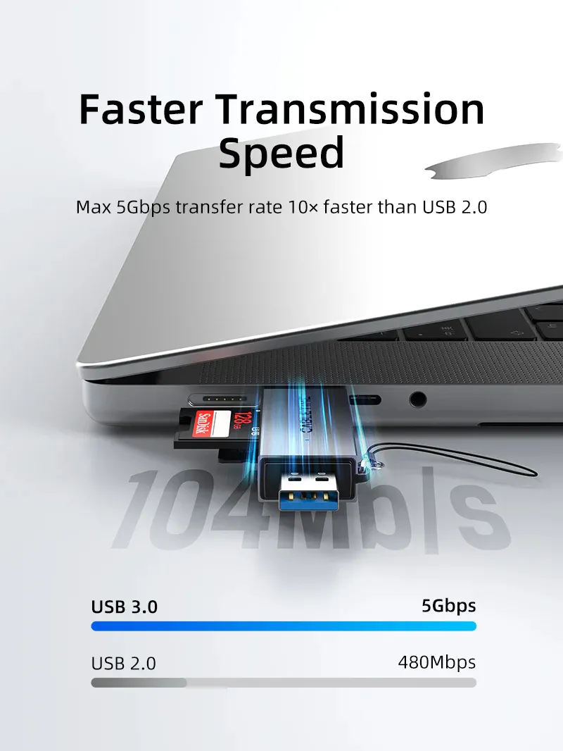 CABLETIME card reader CT-ACSD3-AG, SD/micro SD, USB/USB-C, 5Gbps, γκρι