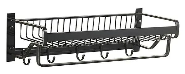 HOME USE κρεμάστρα με ράφι HUH-0164, μεταλλική 57x22x13cm, μαύρη