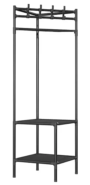 HOME USE κρεμάστρα δαπέδου HUH-0165, μεταλλική, γωνιακή, 40x188cm, μαύρη