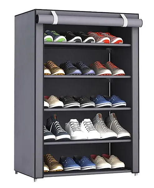 HOME USE υφασμάτινη παπουτσοθήκη HUH-0180 με 5 ράφια, 60x30x90cm, γκρι
