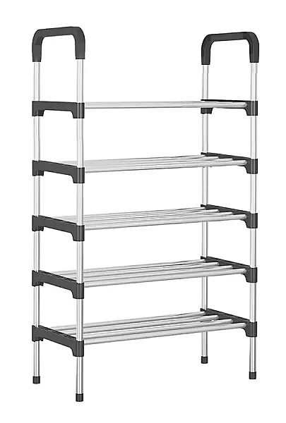 HOME USE παπουτσοθήκη HUH-0181, 5 ράφια, 60x30x95cm, μαύρη-ασημί