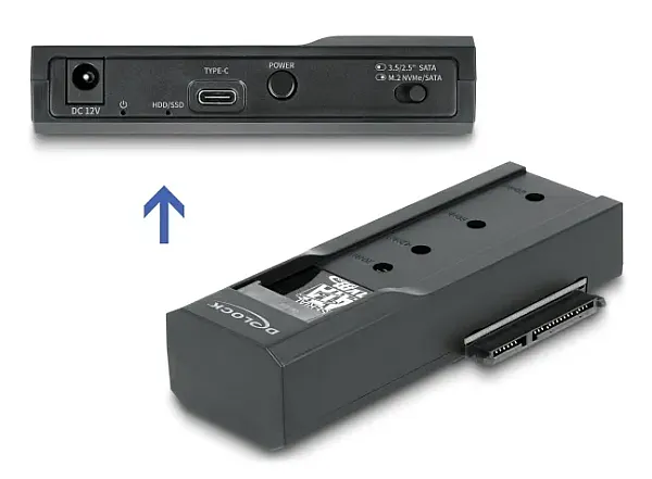 DELOCK docking station για M.2 NVMe/SATA ή 2.5"/3.5" SSD/HDD 64253, 10Gbps, μαύρο