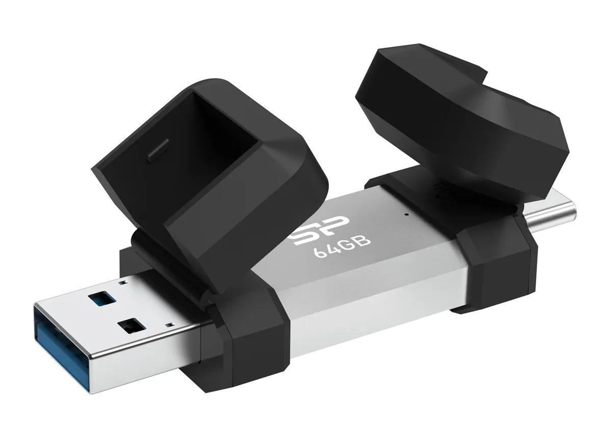 SILICON POWER USB Flash Drive C51, USB/USB-C, 64GB, 120MBps, ασημί