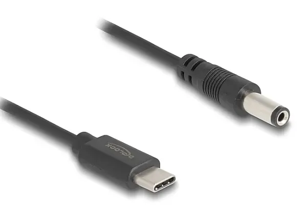 DELOCK καλώδιο USB-C σε DC 5.5 x 2.1mm 85397, 1m, μαύρο