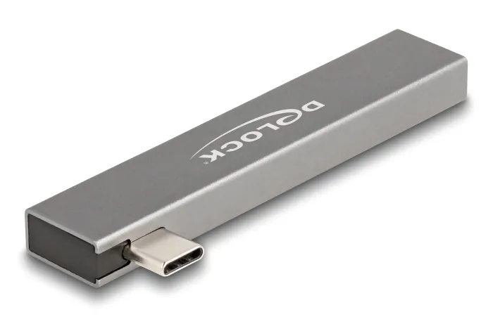 DELOCK USB hub 64274, 3x θυρών, 10Gbps, USB-C σύνδεση, γκρι