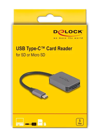 DELOCK card reader 91009 για SD & micro SD, USB-C, 5 Gbps, γκρι
